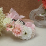 ＊うさぎさん用＊花冠＊ピンク×ホワイト＊コットンリボン＊
