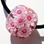 《八重桜》　ヘアゴム　ガラス　とんぼ玉　花 