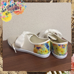 【22.5～24.5】春夏flower太リボンスニーカー/WH