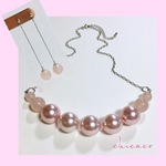 ★SALE ピンクパールネックレス＆ピアス／イヤリングＳＥＴ
