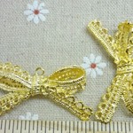 【直輸入】特大*レースリボンチャーム*10個セット*44×24×8mm 