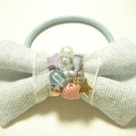 **sleeper**  リボンとビーズのヘアゴム/パステルアクアリウム