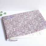 【pn専用ページ】整理上手さんのA4メッシュケース仕切り付き*リバティJenny'sRibbonsあずきミルク