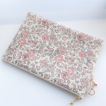 LIBERTY　Felicite　フェリシテ　  あずきミルク　ビニコの中布・仕切りポケット付きペタンコポーチ　Ａ5サイズ　◆お薬手帳ケース・母子手帳ポーチにも♪