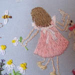 《送料フリー》ハーブと女の子の刺繍壁飾り♡　