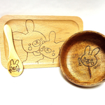 『限定』 世界にひとつだけのプレゼント ♡ 離乳食セット いただきますシリーズ うさぎ柄 お名前お入れします
