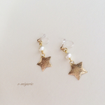星とパールのピアス&イヤリング