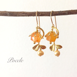 カーネリアンの花咲くピアス【14kgf】