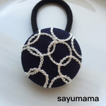 ☆刺繍☆くるみボタンのヘアゴム