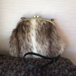 受注製作☆ファーがま口鞄☆茶虎