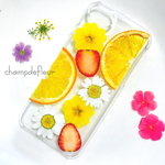 いちごとオレンジ押し花iPhoneケース