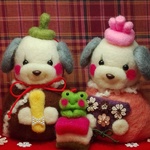 🎎お雛様🐶お耳がグレーのホワイトわんちゃんバージョン&🐸くん
