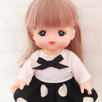 ドットスカートのリボンシンプルワンピース メルちゃん