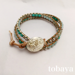 グリーン系天然石のラップブレス