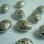 ビーズクラブ メタルビーズ ロンデル 銀 卵 6個 23mm[4582434306317] 
