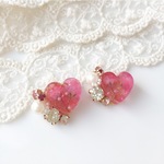 ハートゼリーとかすみ草のビジューピアス