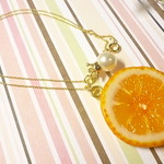 *限定*ネックレス(ミニオレンジ×王冠パール)