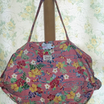 🌺紅型柄 多用途折りたたみバック（大)ピンク