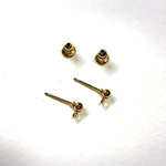 【10個5ペア】 丸玉3㎜ピアス(カン付き)　ベルキャッチ付　ゴールド