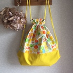 入園に…イエロー…キャンディちょうちょ リボンのナップサック 持ち手付き！