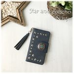 SALE! NAVY　スタースタッズ＆コンチョ　スエード調スマホケースユニセックスiphoneX/iphone8