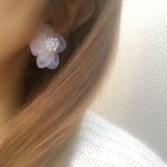 🌸ふんわり優しい春のオーガンジーのお花白🌸チタンキャッチ付きピアス🌸K16GP イヤリング