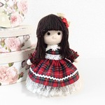【依頼品・送料無料】布人形　女の子＜手のひらサイズ、チェック＞#16-040