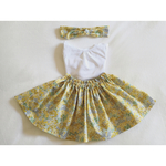 (80~110size)お花畑スカート（黄）＋ヘアバンドセット