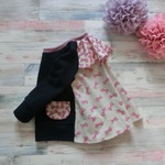 90*リボンいっぱいのバックフレアＴシャツ（ネイビー×パープル）