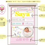 ナチュラル 命名ボード　ベビーポスター