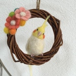 オカメインコの小さなリース♪羊毛フェルト