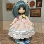 オビツ11サイズ　花柄長袖＊春ワンピース/ピンク