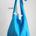 【受注製作】リネンキルティングリボンのバッグＬ（ブルー）