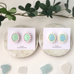 糸とビーズのアート耳飾り パステル 