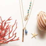  《all gold filled》bar necklace❤︎blue opal