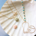  《all gold filled》long necklace❤︎big heart wave×turquoise