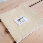 ワンコの刺繍タグハンカチ【ウォッシュイエロー】