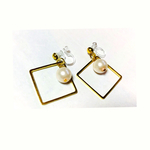 パール＆四角パーツ イヤリング or ピアス