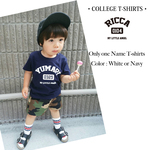 名前入り Tシャツ 男の子 女の子　お名前入り＊アメカジTシャツ（ネイビー）　出産祝い プレゼント 誕生日 子供 名入れ Tシャツ
