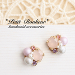 再販4 ❀·°SAKURASAKU 2017 .*✿ミルキービジューとパールのピアス・イヤリング