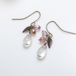Luna.チェコドロップとリーフのピアス☆クリスタル