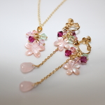 桜のゆらゆらイヤリング＆ネックレスセット