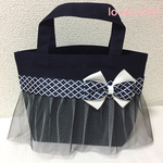 送料無料！ 大人可愛い♡人気のモロッカン柄リボン×チュール ミニトートバッグ