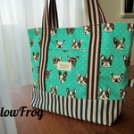 ちょっとおでかけ ミニトートbag  ワンワン柄bluegreen