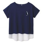 ペンギン　レディース裾切替チュニックTシャツ  ネイビー