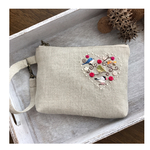 刺繍ポーチ 鳥さ〜ん！集まれ〜！