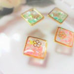 桜と蝶　レジン　樹脂ノンホールピアス　樹脂ピアス　