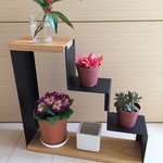 階段シェルフ　ブラック（観葉植物・小物ディスプレイ・トイレ収納）