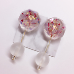 ドライフラワー キラキラ大ぶりピアス