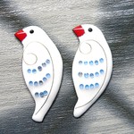 七宝焼・白文鳥のブローチ（左向き）【再販】